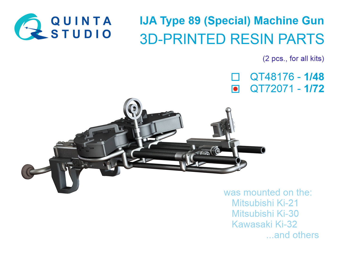 Quinta Studio QT72071 1:72 Japanese Type 89 (Special), WWII IJA Twin Machine Gun Mount, 2 pcs