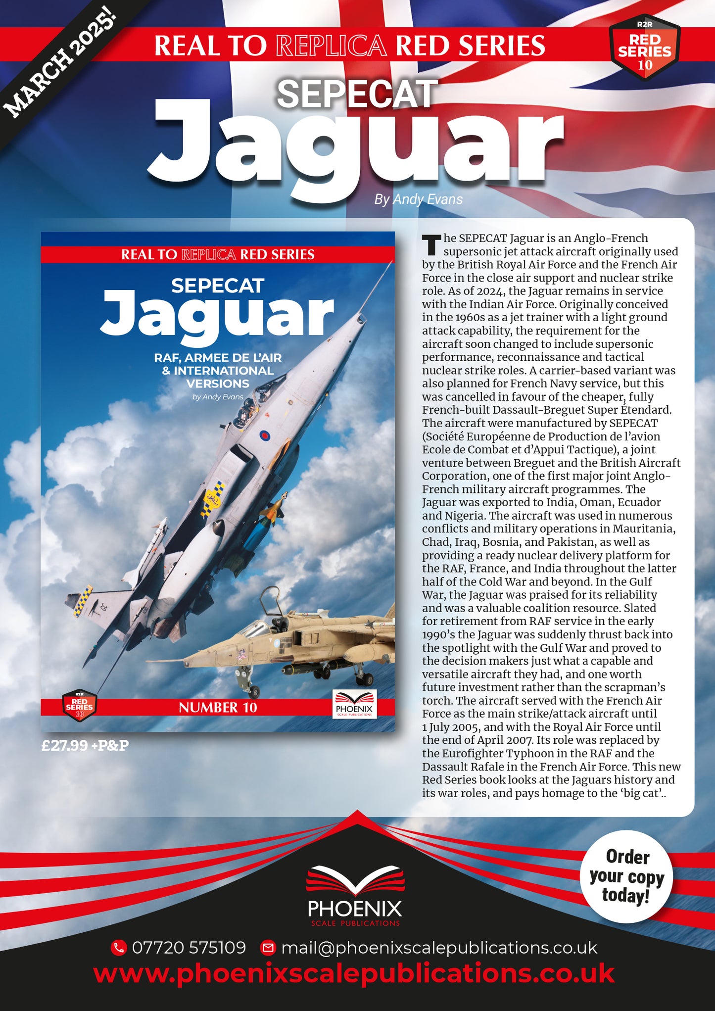 Phoenix Scale Publications R2RRED10 - Sepecat/BAC Jaguar RAF / Armme de L'Air and International Versions by Andy Evans