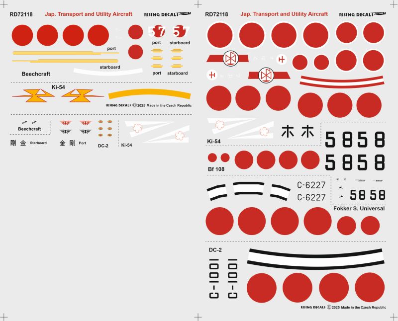 Rising Decals RD72118 1:72 Japanese Transport and Utility aircraft