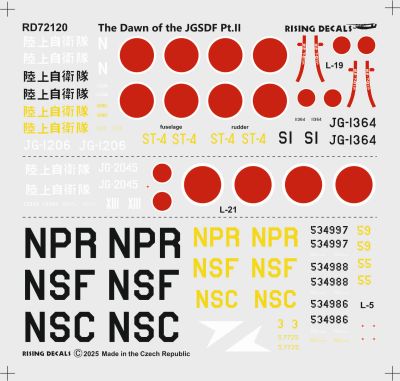 Rising Decals RD72120 1:72 Born of the JGSDF part II L-5, L-19 and L-21