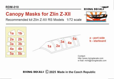 Rising Decals RDM-010 1:72 Canopy mask for Zlin Z-XII
