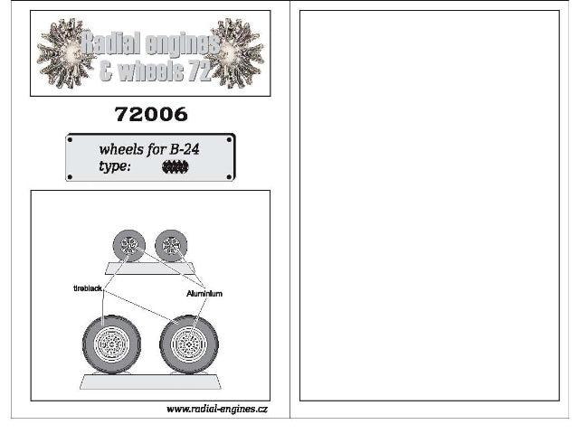 Radial Engines & Wheels 72006 1:72 Consolidated B-24 Liberator Block Tread Pattern