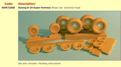 Radial Engines & Wheels 72008 1:72 Boeing B-29A Superfortress Wheels with Diamond Tread
