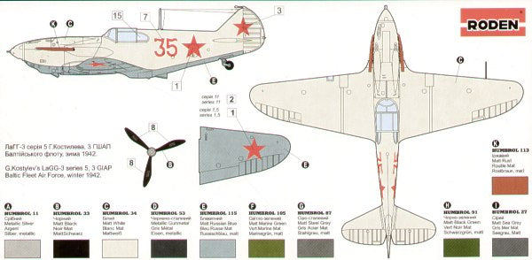 Roden 037 1:72 Lavochkin LaGG-3 series 1, 5, 11