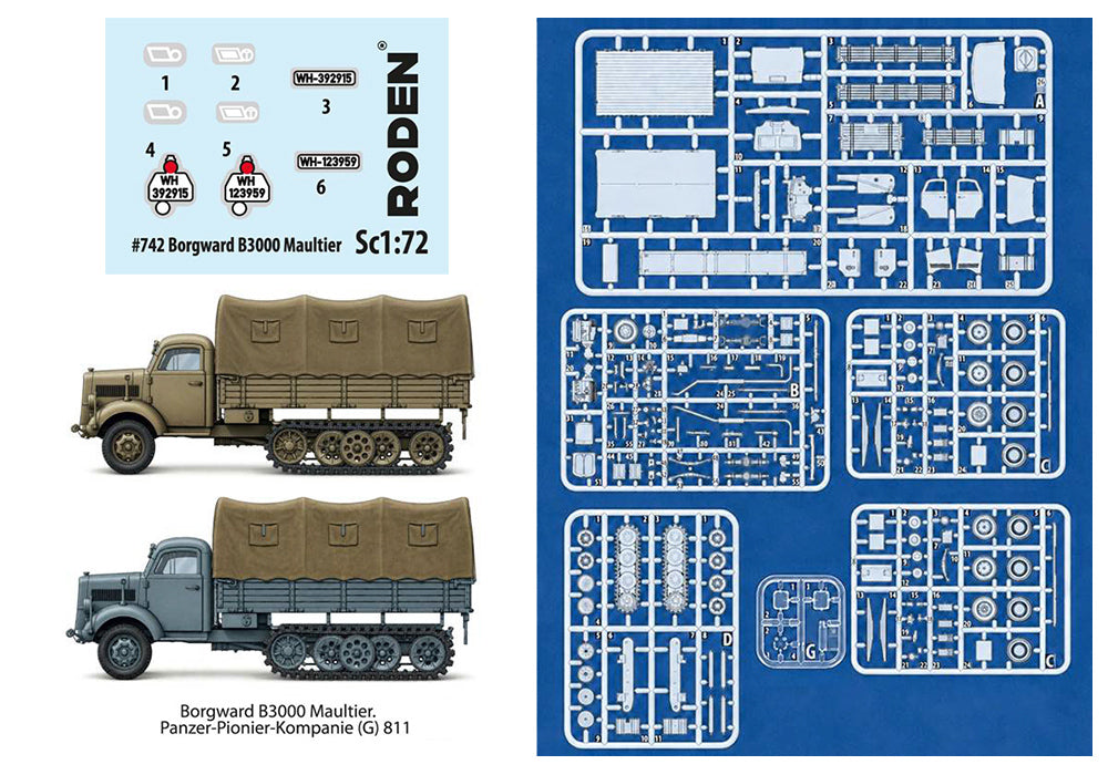 Roden 742 1:72 Borgward B3000 Maultier Half-Track Truck