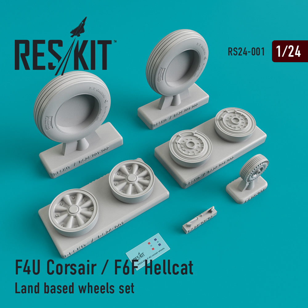 ResKit RS24-0001 1:24 Grumman F6F-5 Hellcat Land Based Wheel Set