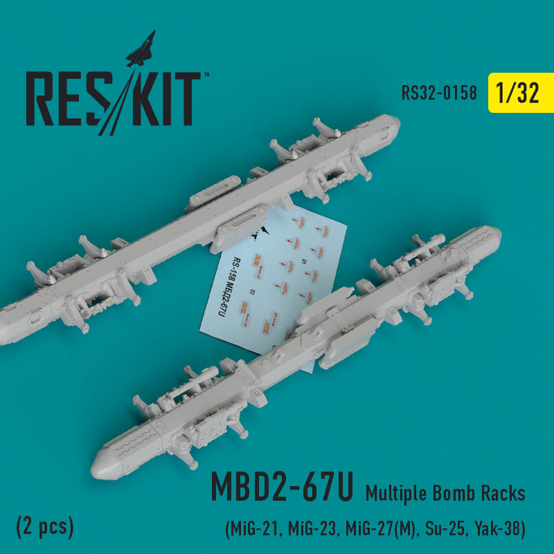 ResKit RS32-0158 1:32 MBD2-67U (2pcs) Multiple Bomb Racks