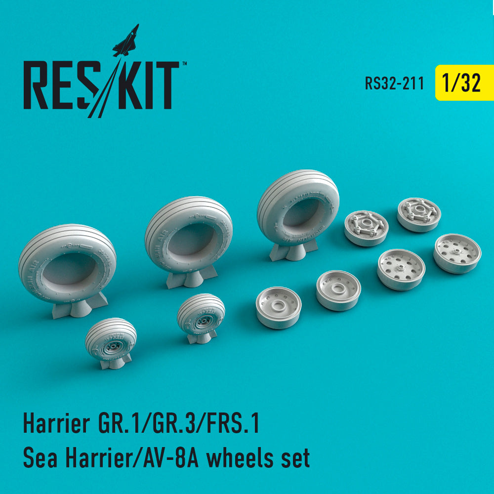 ResKit RS32-0211 1:32 BAe Harrier GR.1/GR.3/FRS.1/Sea Harrier/McDonnell-Douglas AV-8A Wheels Set