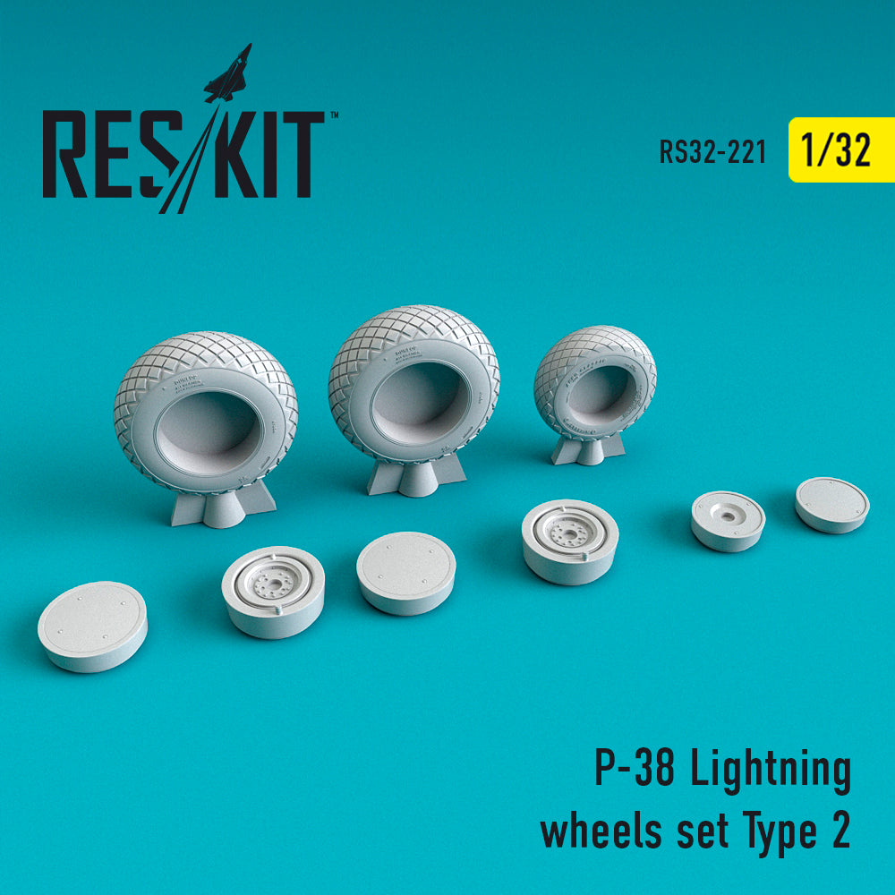 ResKit RS32-0221 1:32 Lockheed P-38 Lightning Wheels Set Type 2