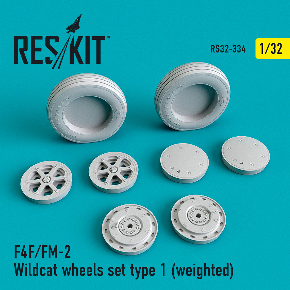ResKit RS32-0334 1:32 Grumman F-4F/General-Motors FM-2 Wildcat Wheels Set Type 1 (Weighted)