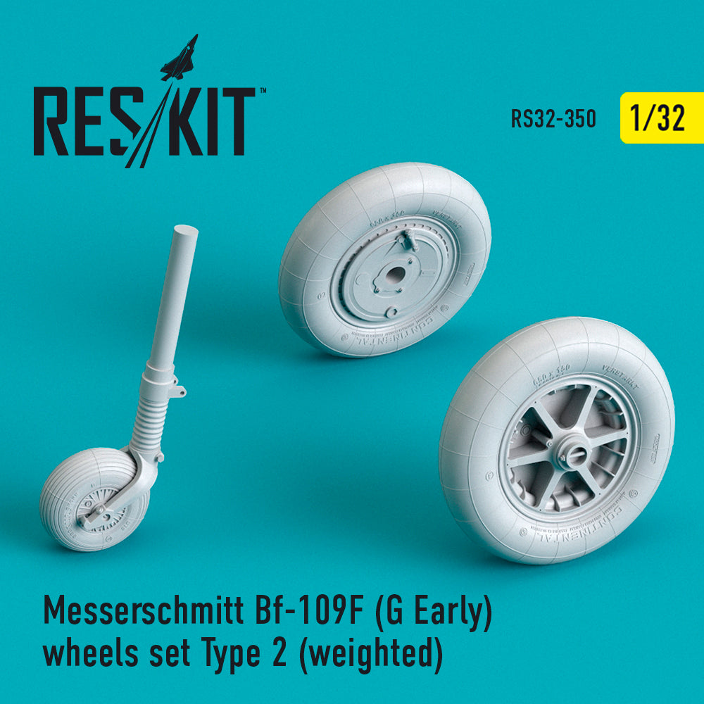 ResKit RS32-0350 1:32 Messerschmitt Bf-109F (G Early) wheels set Type 2 (bulged tyre/weighted effect)