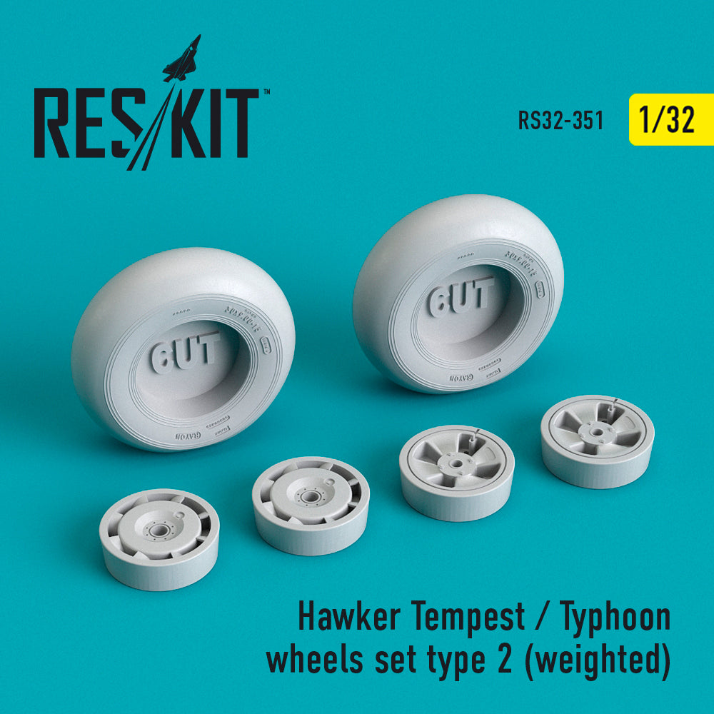 ResKit RS32-0351 1:32 Hawker Tempest/Typhoon Wheels Set Type 2 (Weighted)
