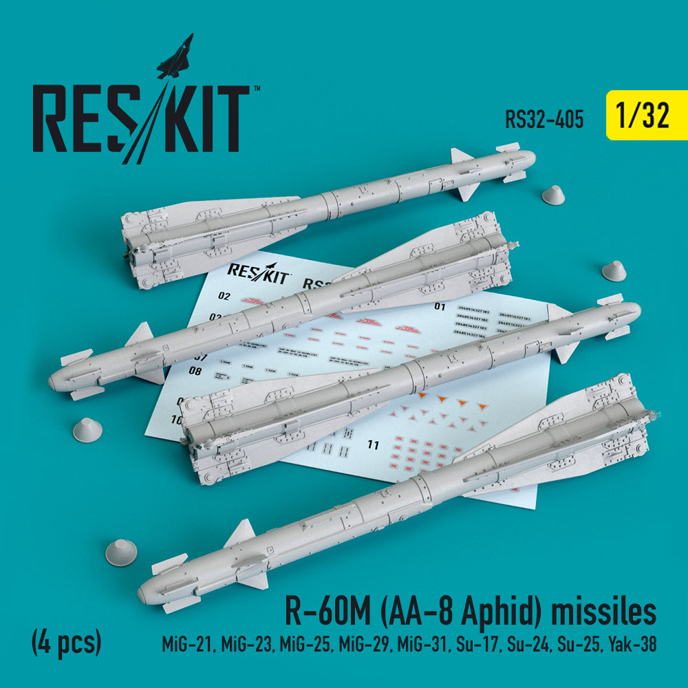 ResKit RS32-0405 1:32 R-60M (AA-8 Aphid) missiles (4 pcs)