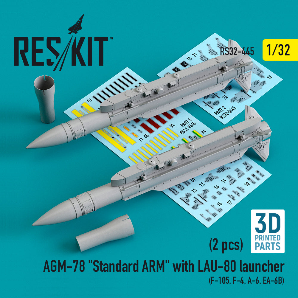 ResKit RS32-0445 1:32 AGM-78 Standard ARM with LAU-80 launcher (2 pcs)