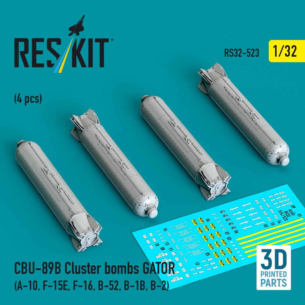 ResKit RS32-0523 1:32 CBU-89B cluster bombs GATOR (4 pcs)