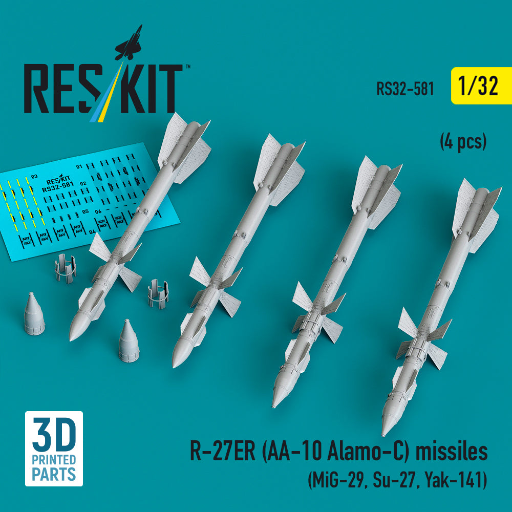 ResKit RS32-581 1:32 R-27ER (AA-10 Alamo-C) missiles (4 pcs)