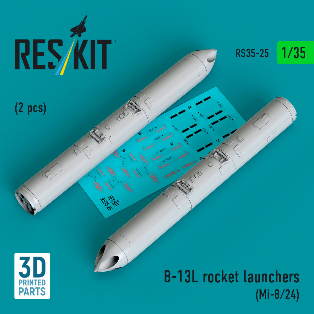 ResKit RS35-0025 1:35 B-13L rocket launchers (2 pcs) (Mil Mi-8/Mi-24) (3D-Printed)