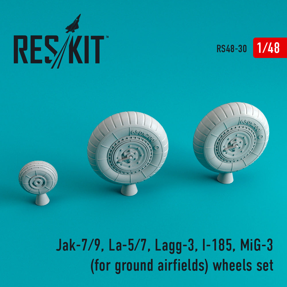 ResKit RS48-0030 1:48 Yakovlev Yak-7/Yak-9, Lavochkin La-5/La-7, LaGG-3, Polikarpov I-185, Mikoyan MiG-3 for ground airfields wheels set