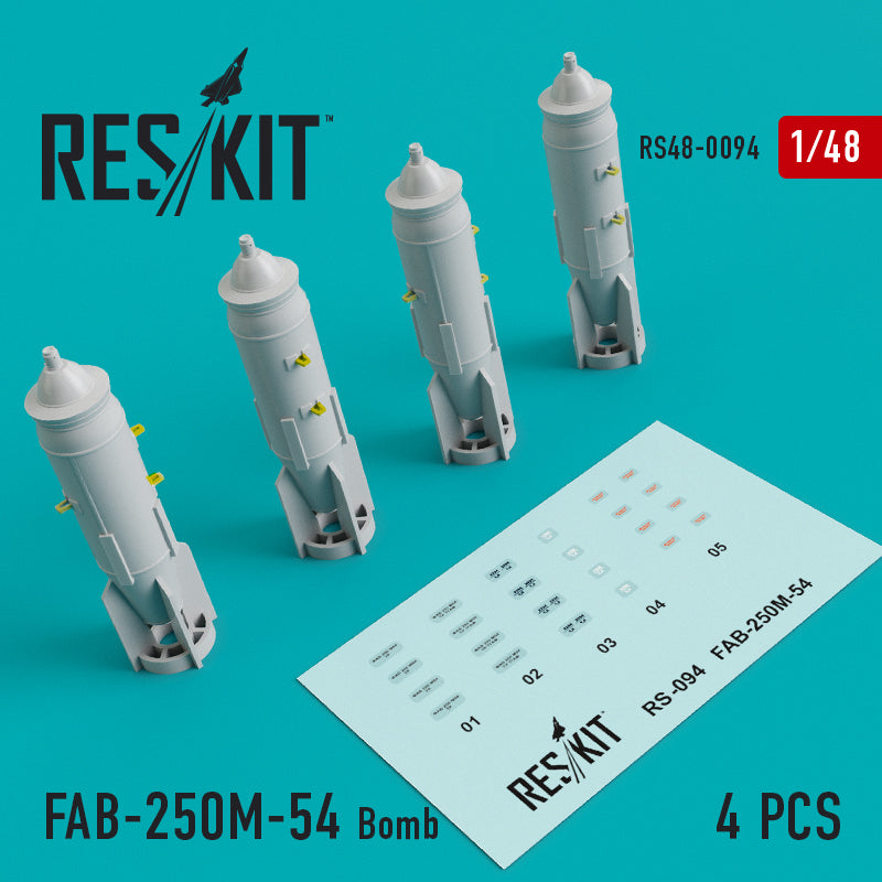 ResKit RS48-0094 1:48 FAB-250M-54 Bomb (4 pcs)