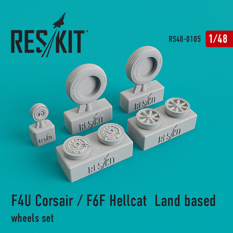 ResKit RS48-0105 1:48 Vought F4U Corsair/Grumman F6F Hellcat Land based wheels set