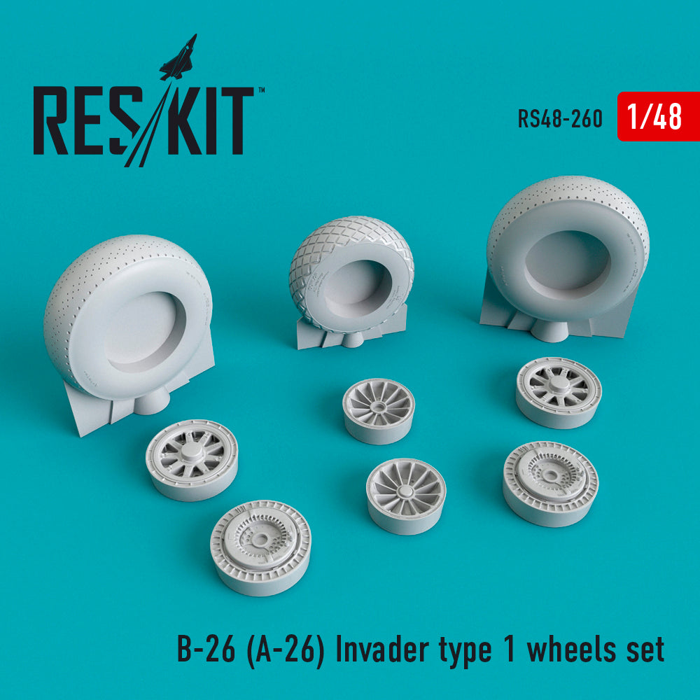 ResKit RS48-0260 1:48 Douglas B-26 (A-26) Invader type 1 wheels set