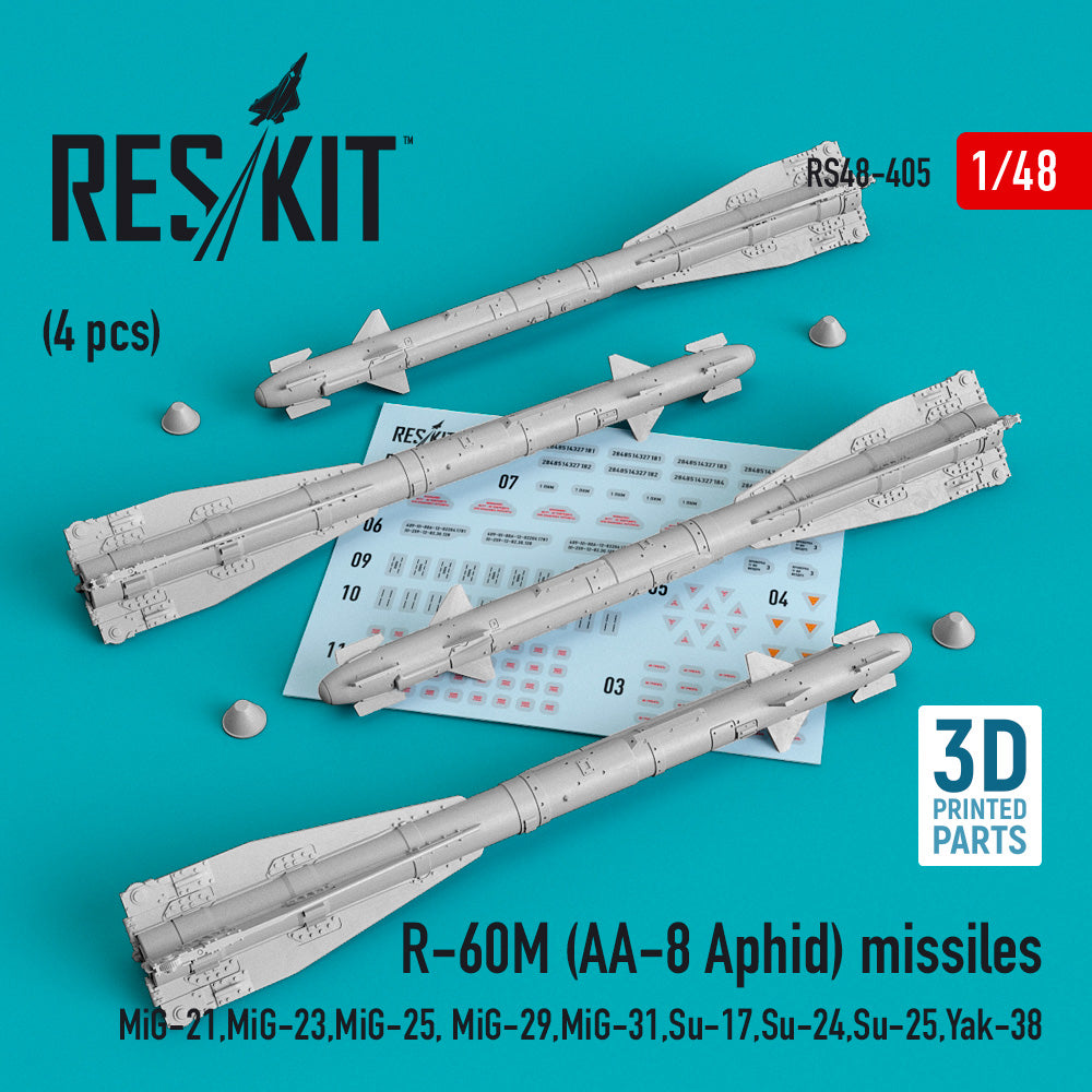 ResKit RS48-0405 1:48 R-60M (AA-8 Aphid) missiles (4 pcs)