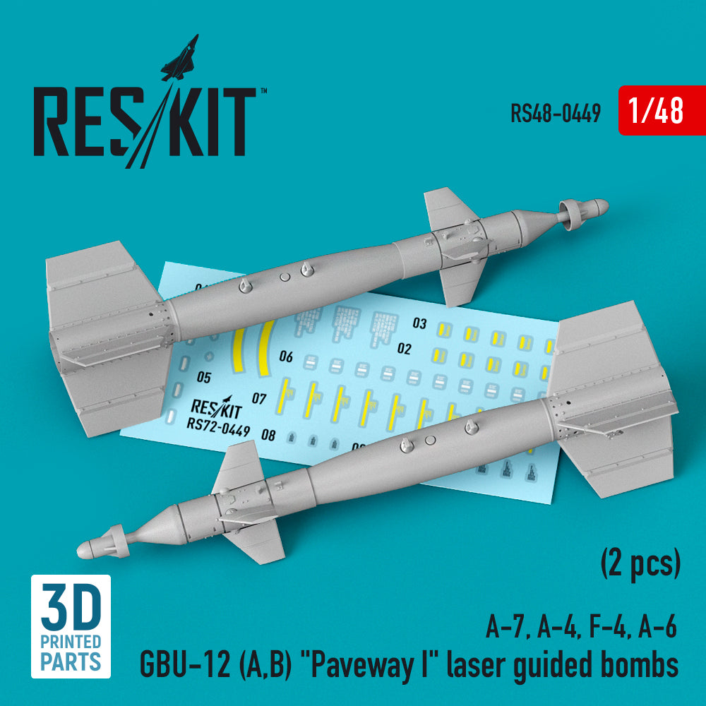 ResKit RS48-0449 1:48 GBU-12 (A,B) 'Paveway I' laser guided bombs (2 pcs)