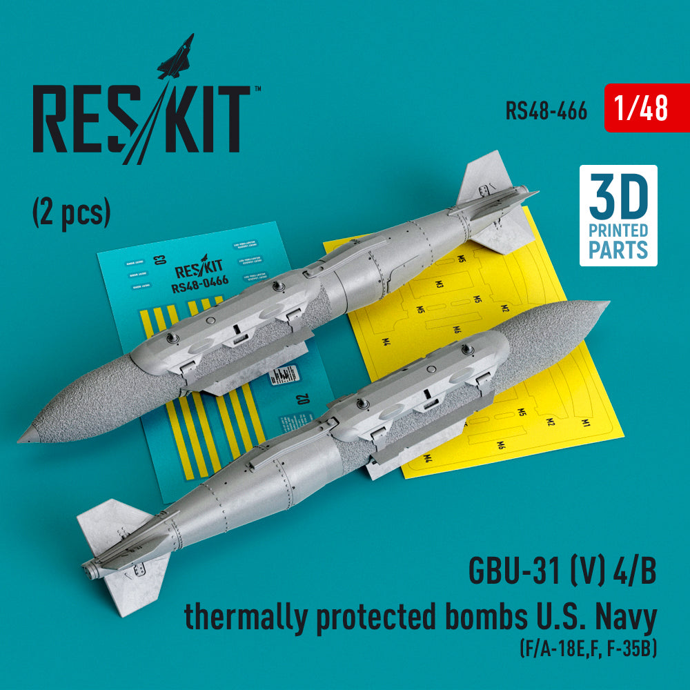 ResKit RS48-0466 1:48 GBU-31 (V) 4/B thermally protected bombs U.S. Navy (2 pcs)