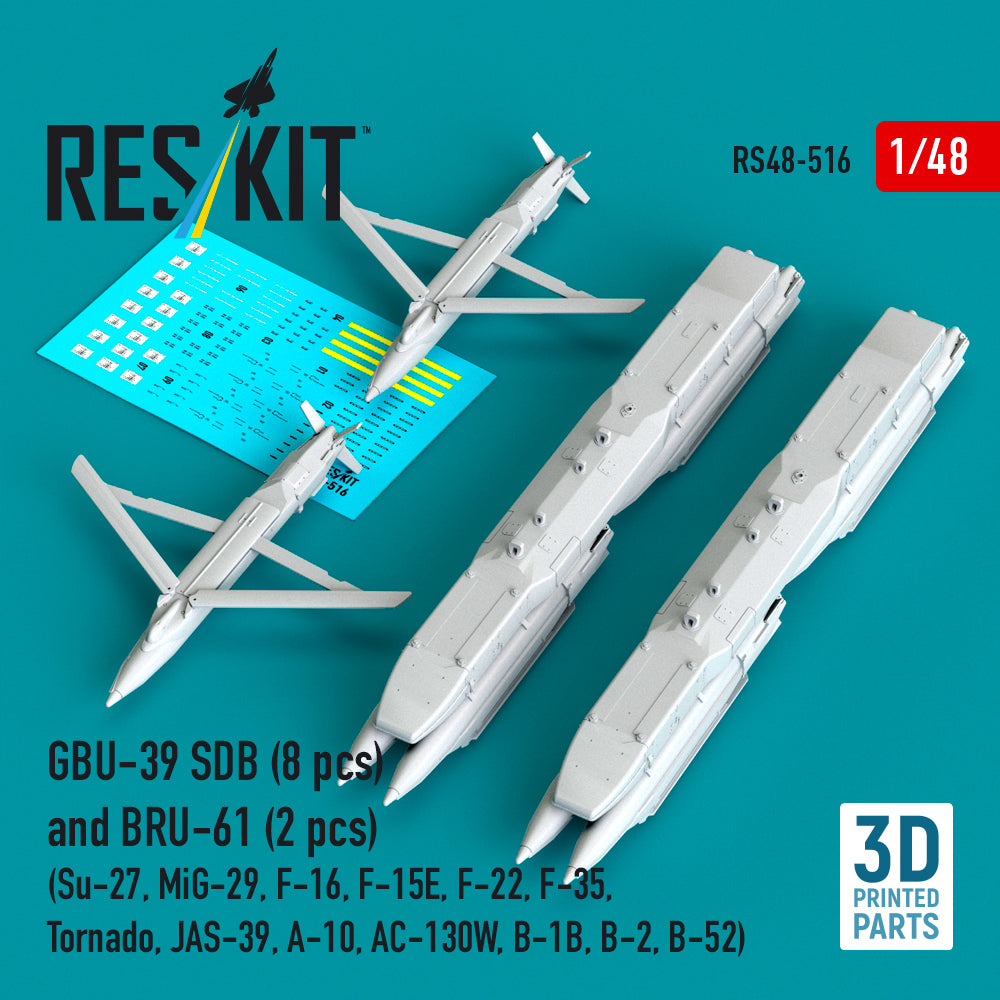 ResKit RS48-516 1:48 GBU-39 SDB (8 pcs) and BRU-61 (2 pcs)