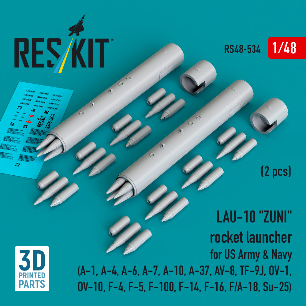 ResKit RS48-534 1:48 LAU-10 'ZUNI' rocket launcher for US Army & Navy (2 pcs)