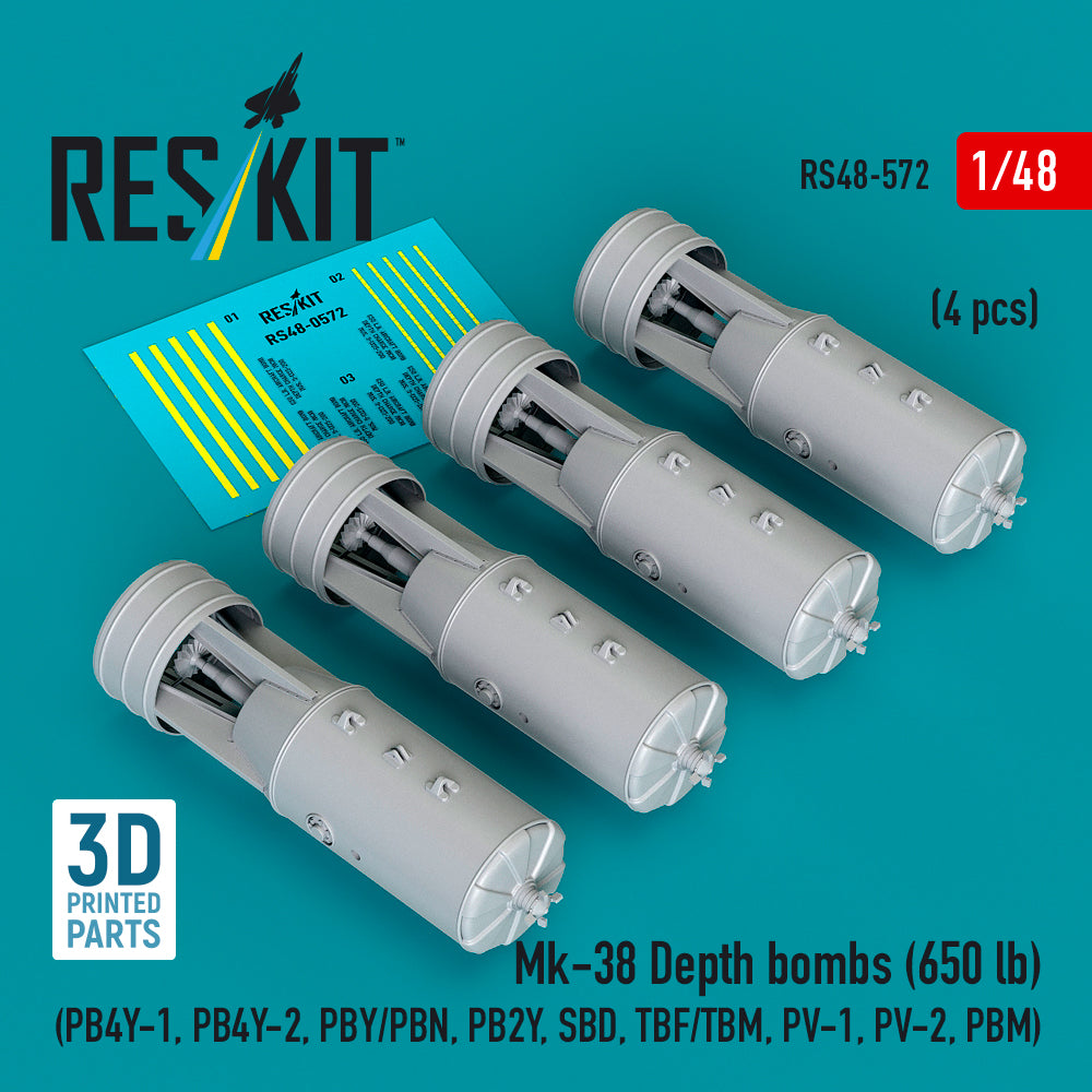 ResKit RS48-572 1:48 Mk-38 Depth bombs (650 lb) (4 pcs)