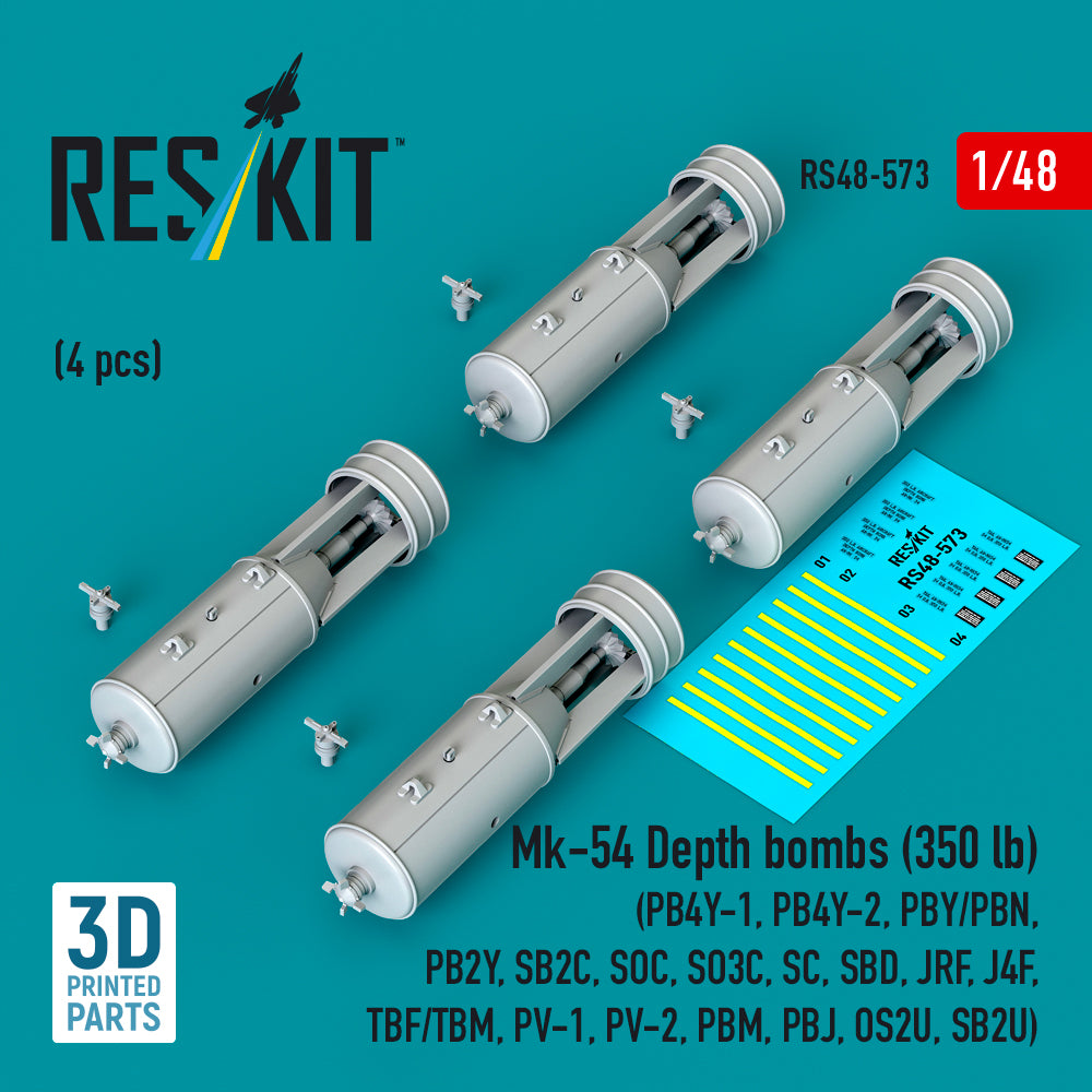 ResKit RS48-573 1:48 Mk-54 Depth bombs (350 lb) (4 pcs)