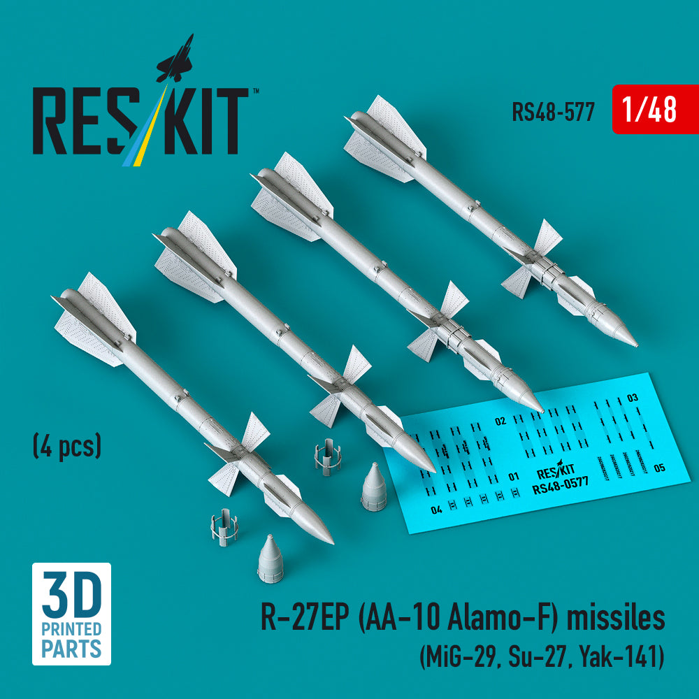 ResKit RS48-577 1:48 R-27EP (AA-10 Alamo-F) missiles (4 pcs)