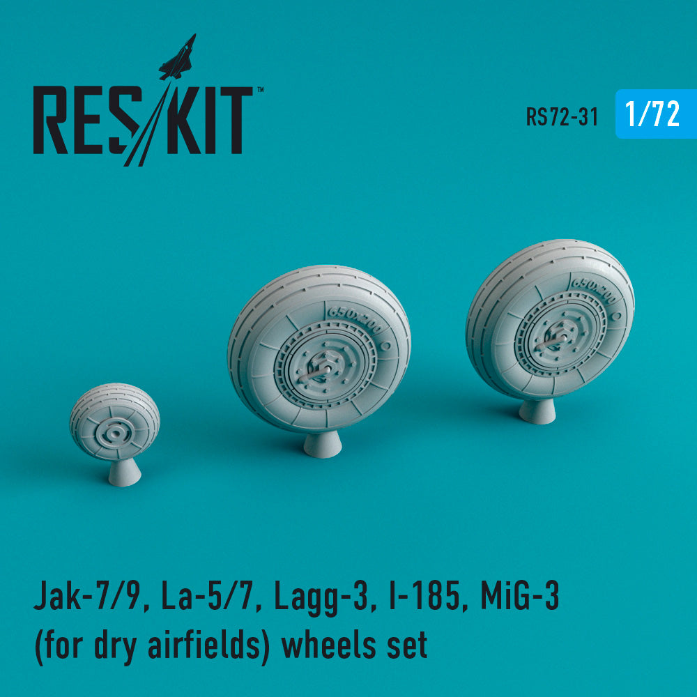 ResKit RS72-0031 1:72 Yakovlev Yak-7/Yak-9, Lavochkin La-5/La-7, LaGG-3, Polikarpov I-185, Mikoyan MiG-3 (for dry airfields) wheels set