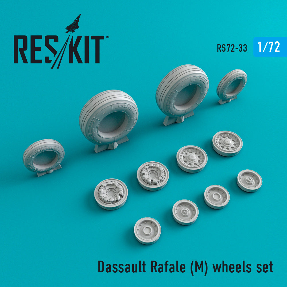 ResKit RS72-0033 1:72 Dassault Rafale M wheels set (designed to used with Hobby Boss, Italeri and Revell kits)