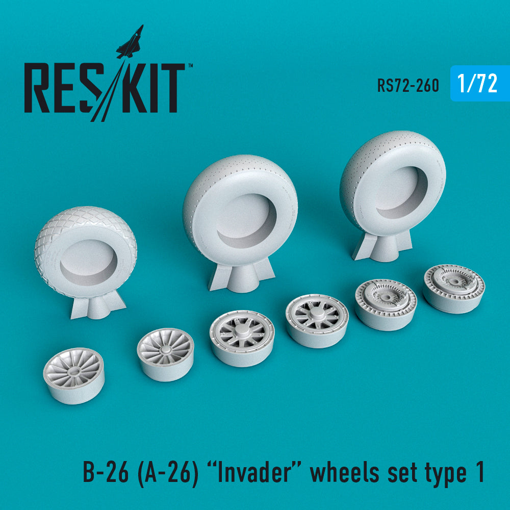 ResKit RS72-0260 1:72 Douglas B-26 (A-26) Invader Wheels Set Type 1