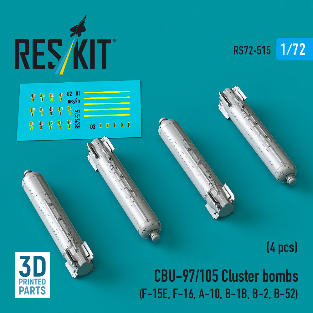 ResKit RS72-0515 1:72 CBU-97/105 cluster bombs (4 pcs)