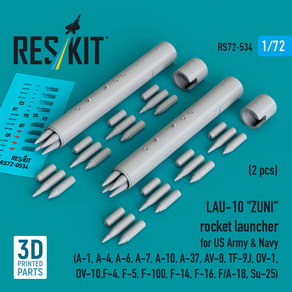ResKit RS72-534 1:72 LAU-10 'ZUNI' rocket launcher for US Army & Navy (2 pcs)
