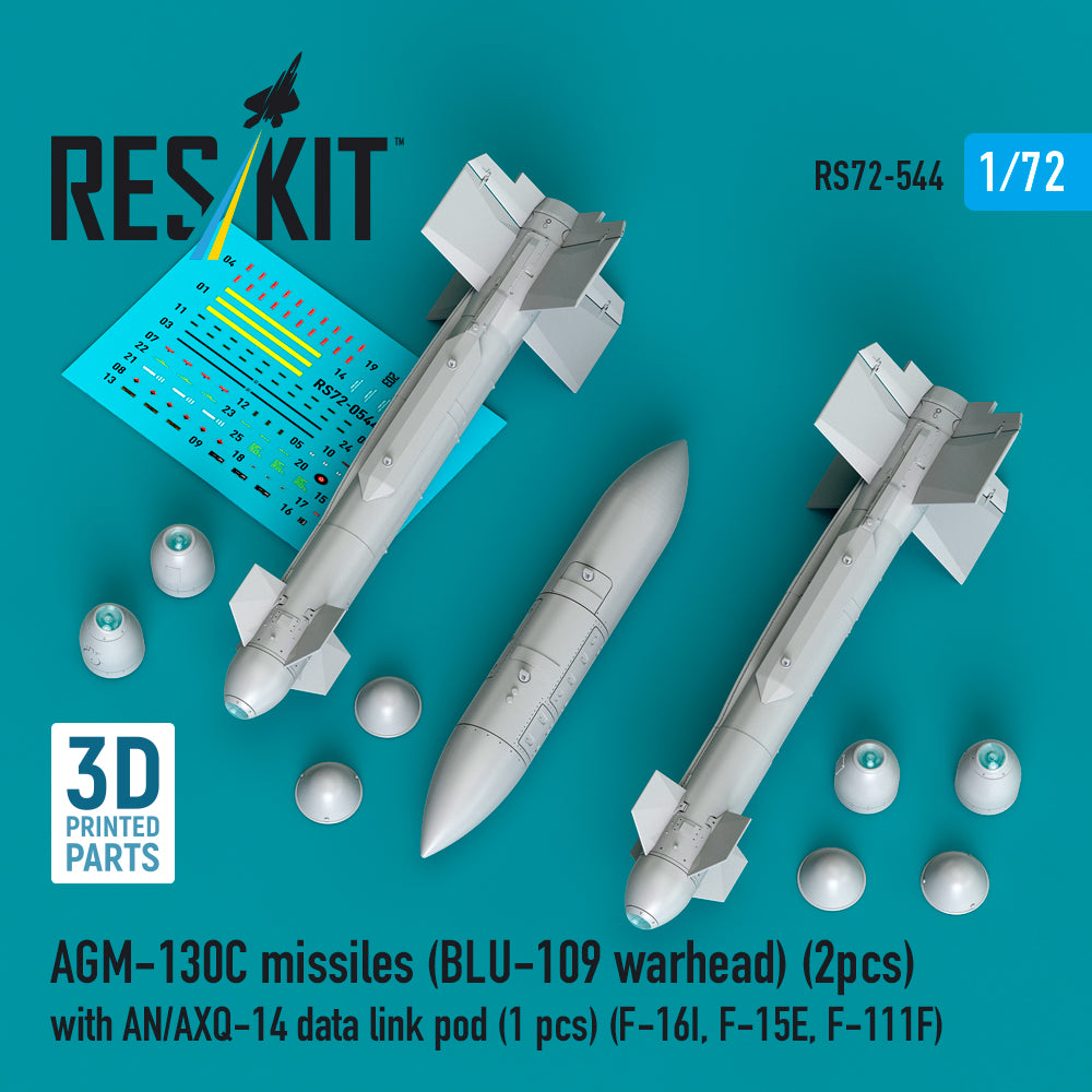 ResKit RS72-544 1:72 AGM-130C missiles (BLU-109 warhead) (2 pcs) with AN/AXQ-14 data link pod (1 pcs)