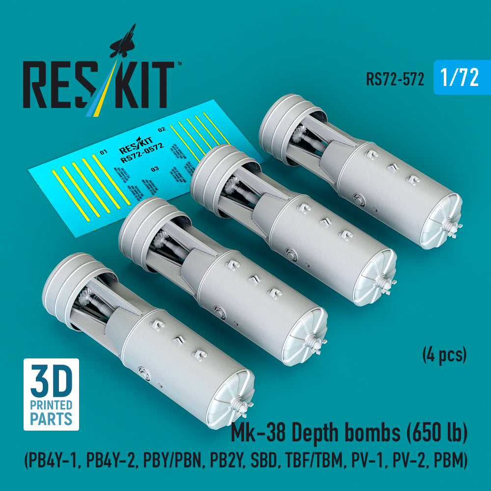 ResKit RS72-572 1:72 Mk-38 Depth bombs (650 lb) (4 pcs)