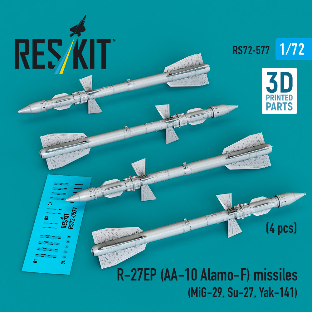 ResKit RS72-577 1:72 R-27EP (AA-10 Alamo-F) missiles (4 pcs)
