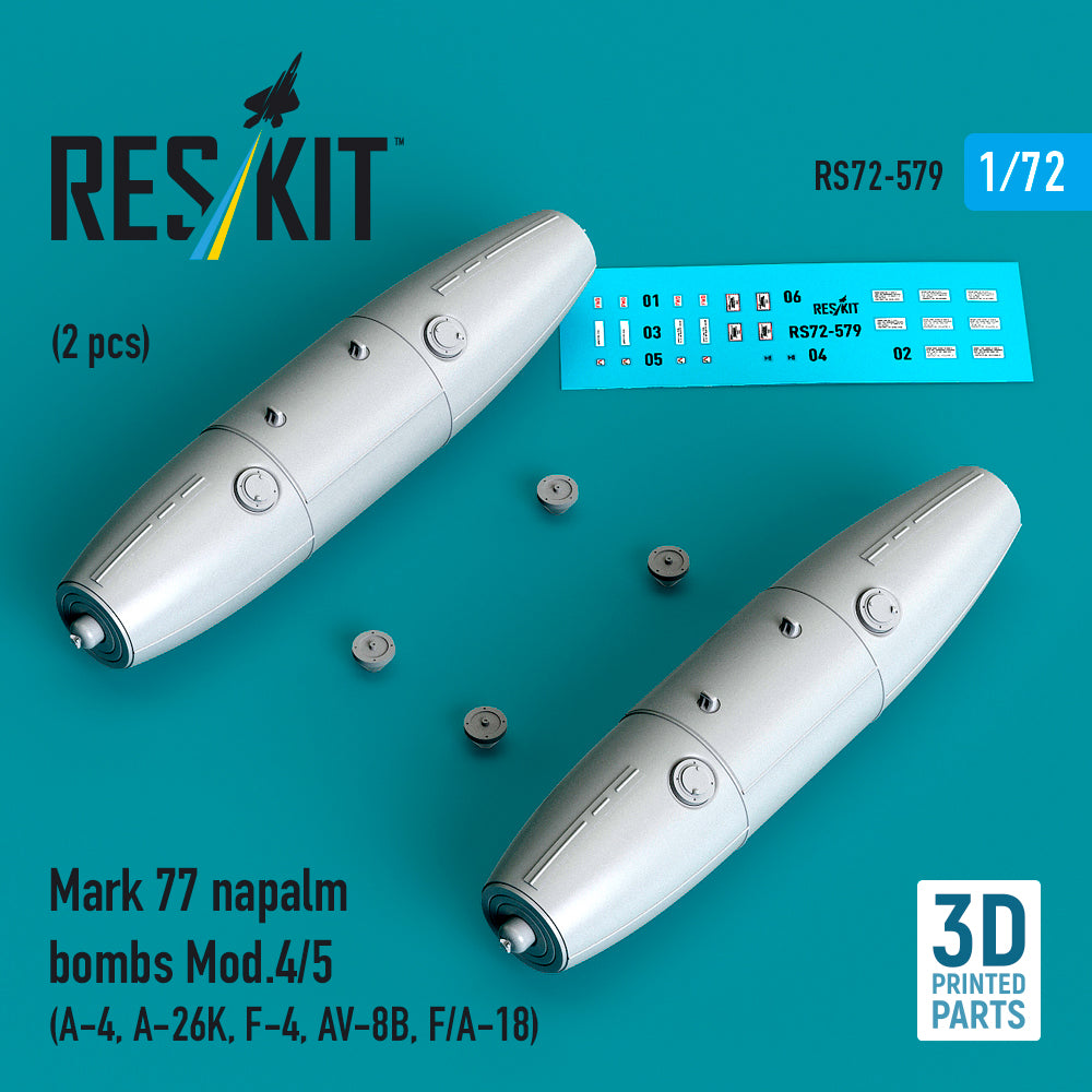 ResKit RS72-579 1:72 Mk77 napalm bombs Mod.4/5 (2pcs)