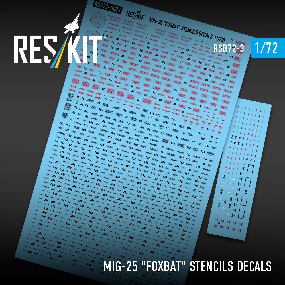 ResKit RSB72-3 1:72 Mikoyan MiG-25 'Foxbat' Stencils Decals