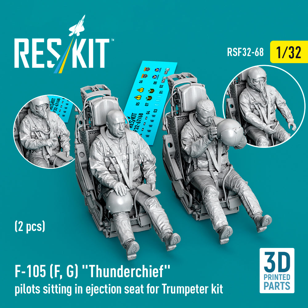ResKit RSF32-68 1:32 F-105 F/G 'Thunderchief' pilots sitting in ejection seat 2pcs