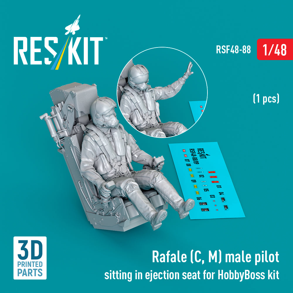 ResKit RSF48-0088 1:48 Dassault Rafale (C, M) male pilot sitting in ejection seat