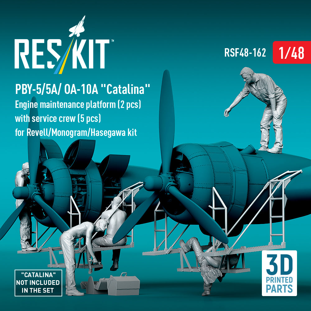 ResKit RSF48-162 1:48 PBY-5/PBY-5A/ OA-10A 'Catalina' Engine maintenance platform (2 pcs) with service crew (5 pcs)