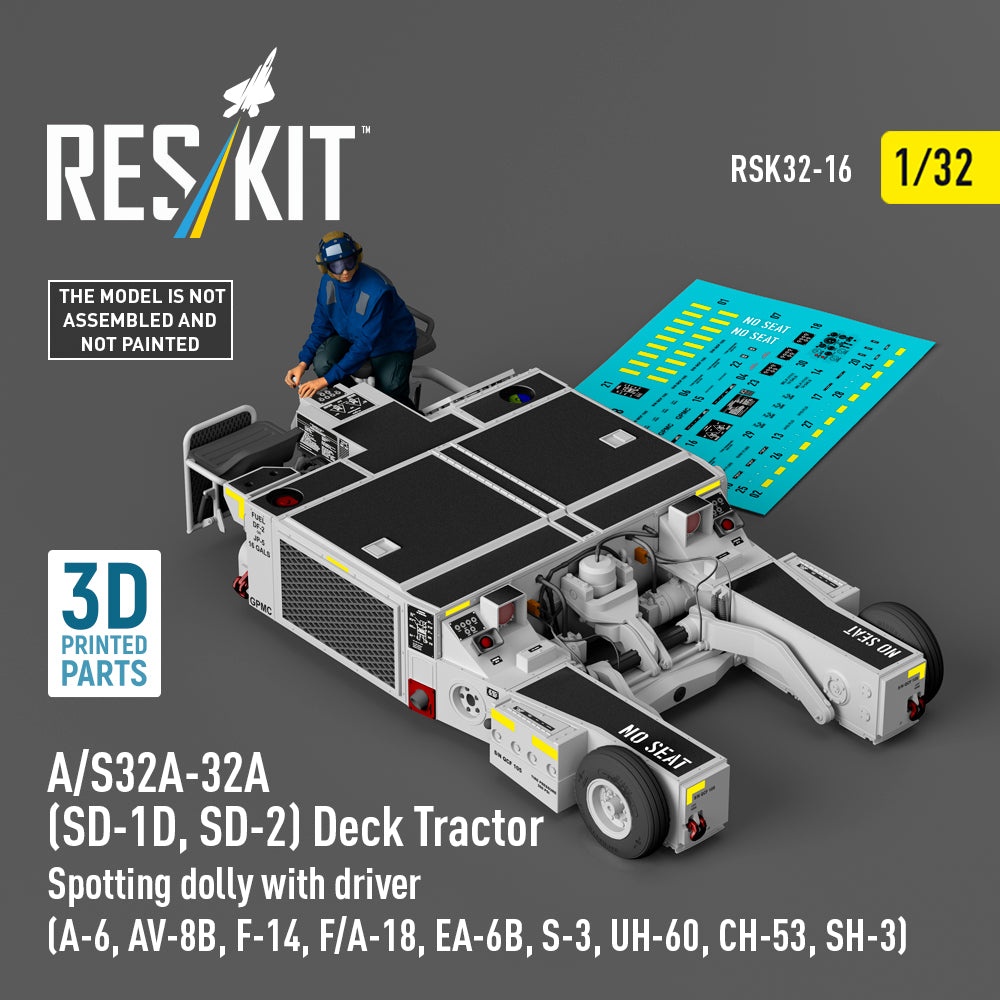 ResKit RSK32-0016 1:32 A/S32A-32A (SD-1D, SD-2) Deck Tractor Spotting dolly with driver