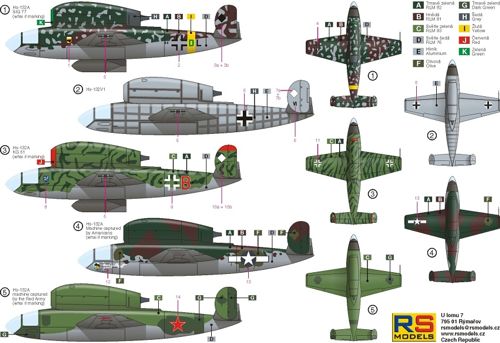 RS Models 92153 1:72 Henschel Hs-132A - with BMW 003 engine 5 decal variants