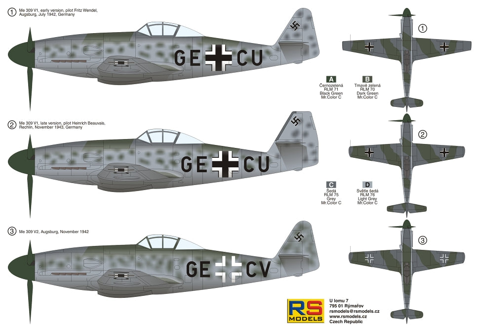RS Models 92201 1:72 Messerschmitt Me-309V-1 / V-2