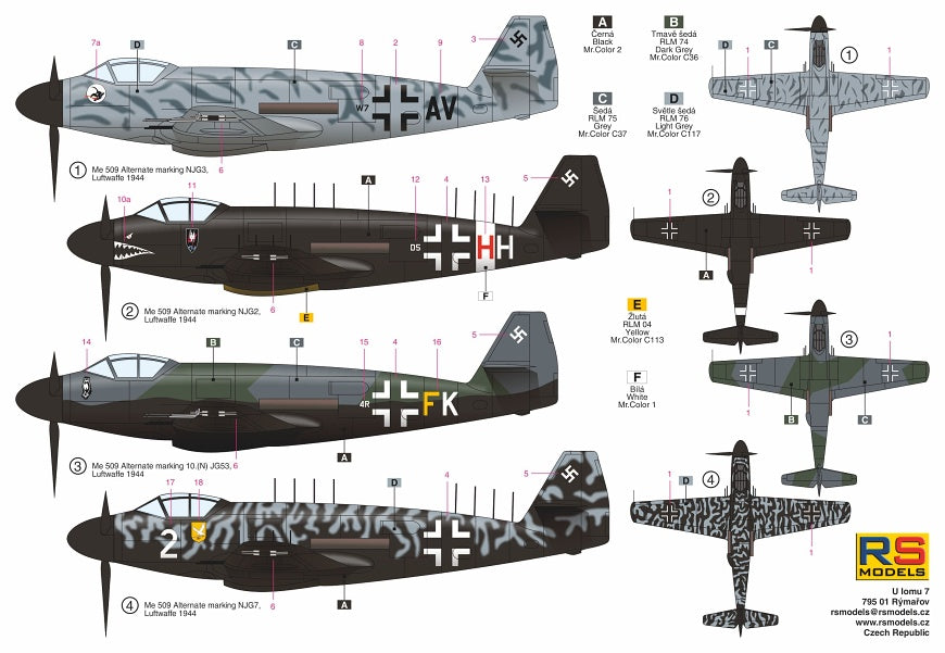 RS Models 92209 1:72 Messerschmitt Me-509 'Nachtjager'
